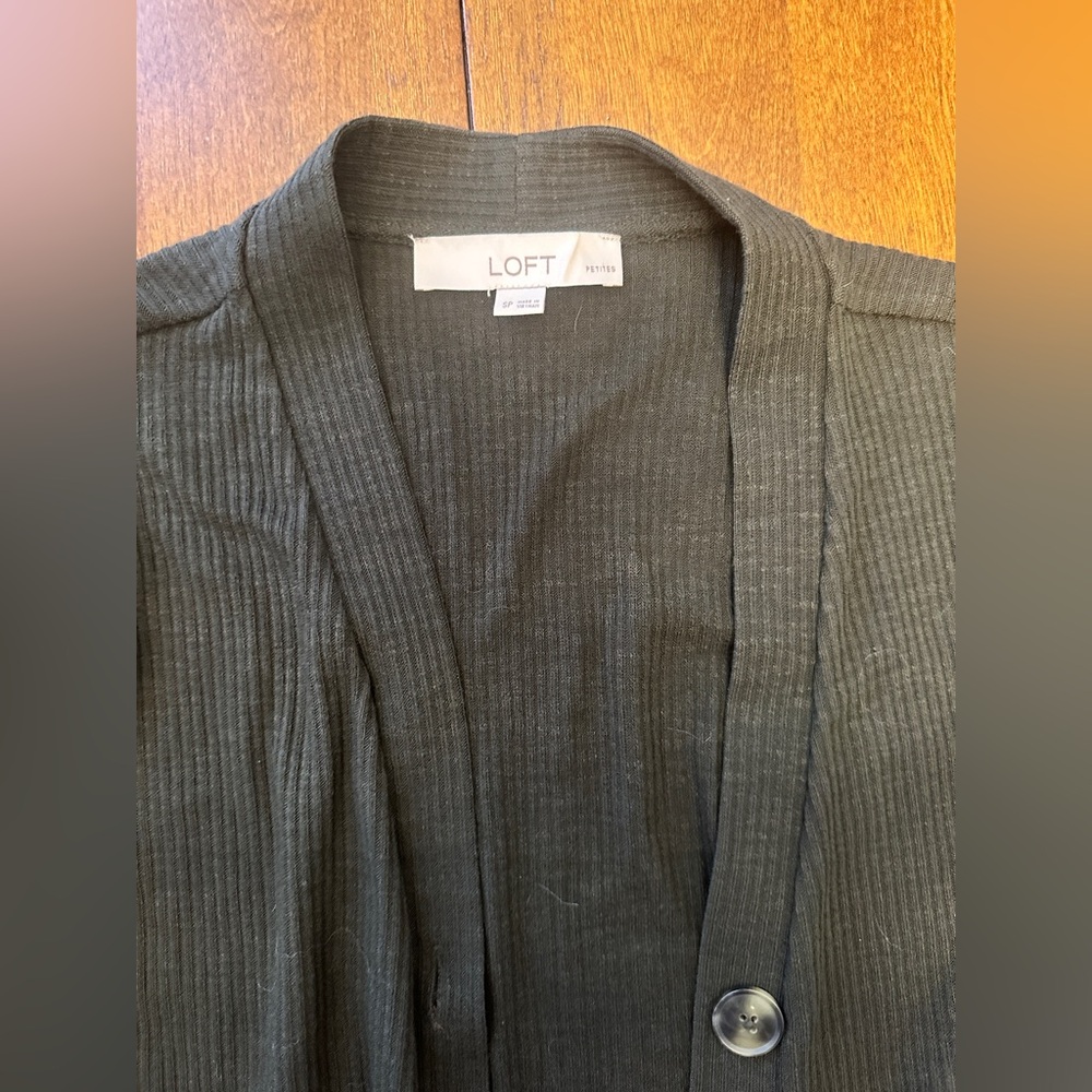 LOFT Green Ribbed Cardigan - Picture 5 of 9